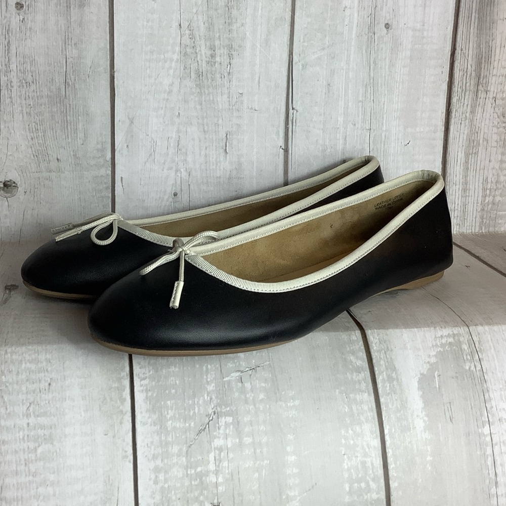 Talbots Women's Black Flats with Cream Trim